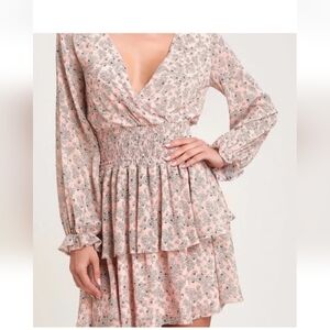 Lulus Room to Bloom XL Light Pink Floral Print Long Sleeve Dress
